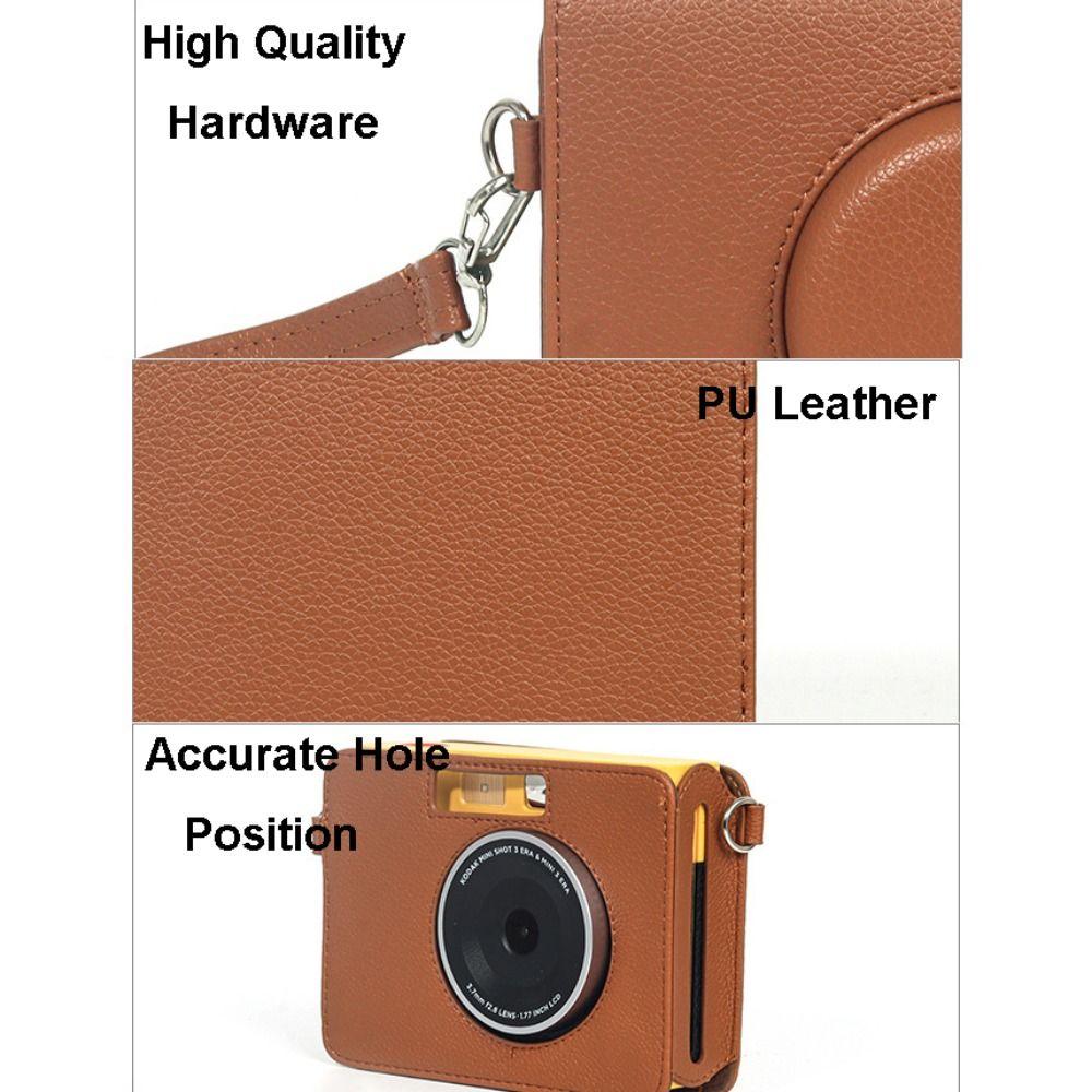 Shockproof Instant Camera Case PU Leather Storage Bag for Kodak Mini Shot 3 ERA Travel