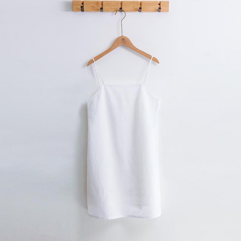 Retro European & American Style French Cotton Linen Slip Dress – Breathable, Comfortable, Tie-Up Back, Sexy Summer Short Dress