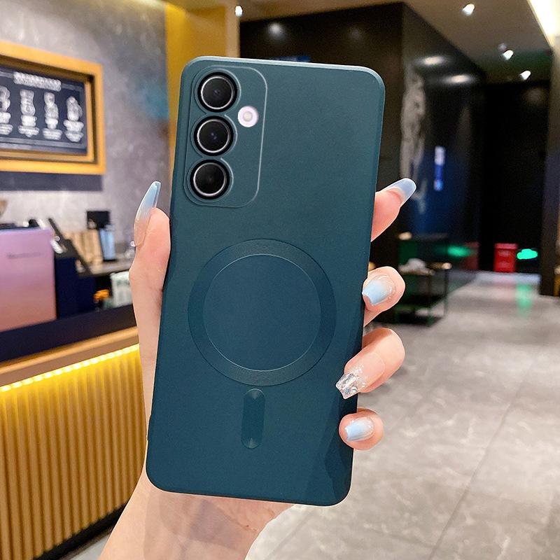 Applicable To Samsung A57 Mobile Phone Case MagSafe Magnetic Suction A37 All-inclusive A17 Metallic Paint A07 Anti-drop A56 Protective Case