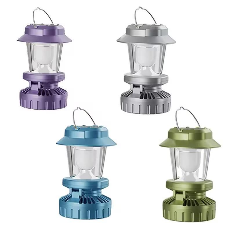 

Portable BBQ Fan Camping Light USB Rechargeable Solar Charging Multifunctional Light Fan Light Strong Wind Outdoor Lighting Random color