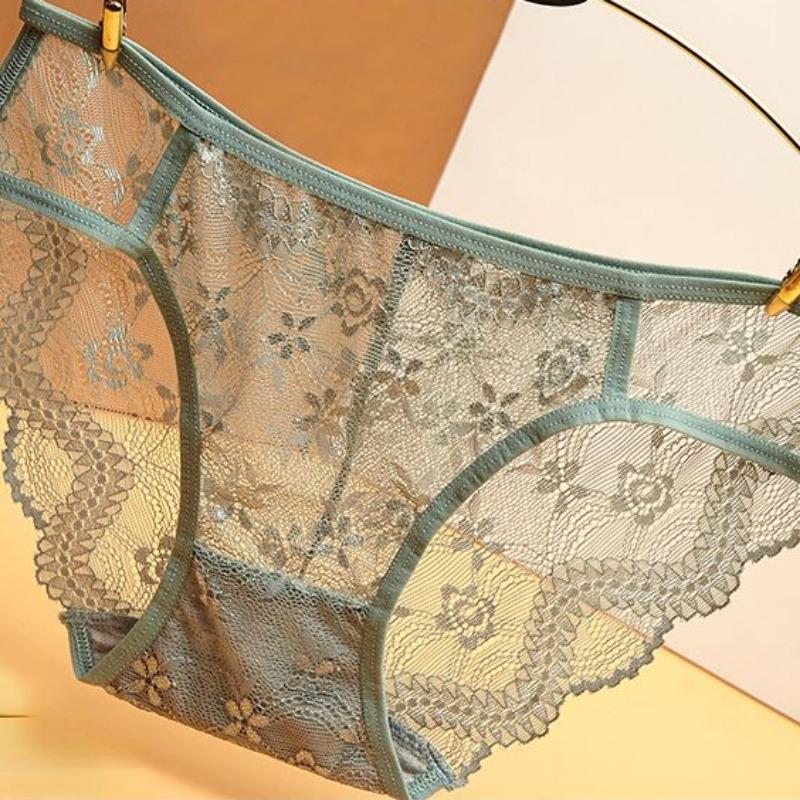 4 Stück Damen Spitzenhöschen Low Rise Unterwäsche Trendy Spitzen Slips Weiche Unterhosen Dessous