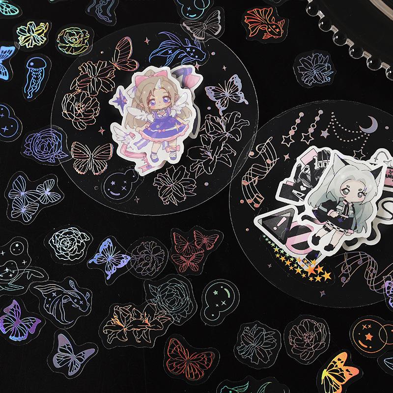 100-Sheet PET 3D Silver Foil Sticker Pack, Stereo Relief Effect & Self-Adhesive, for Journal DIY & Scrapbook Deco