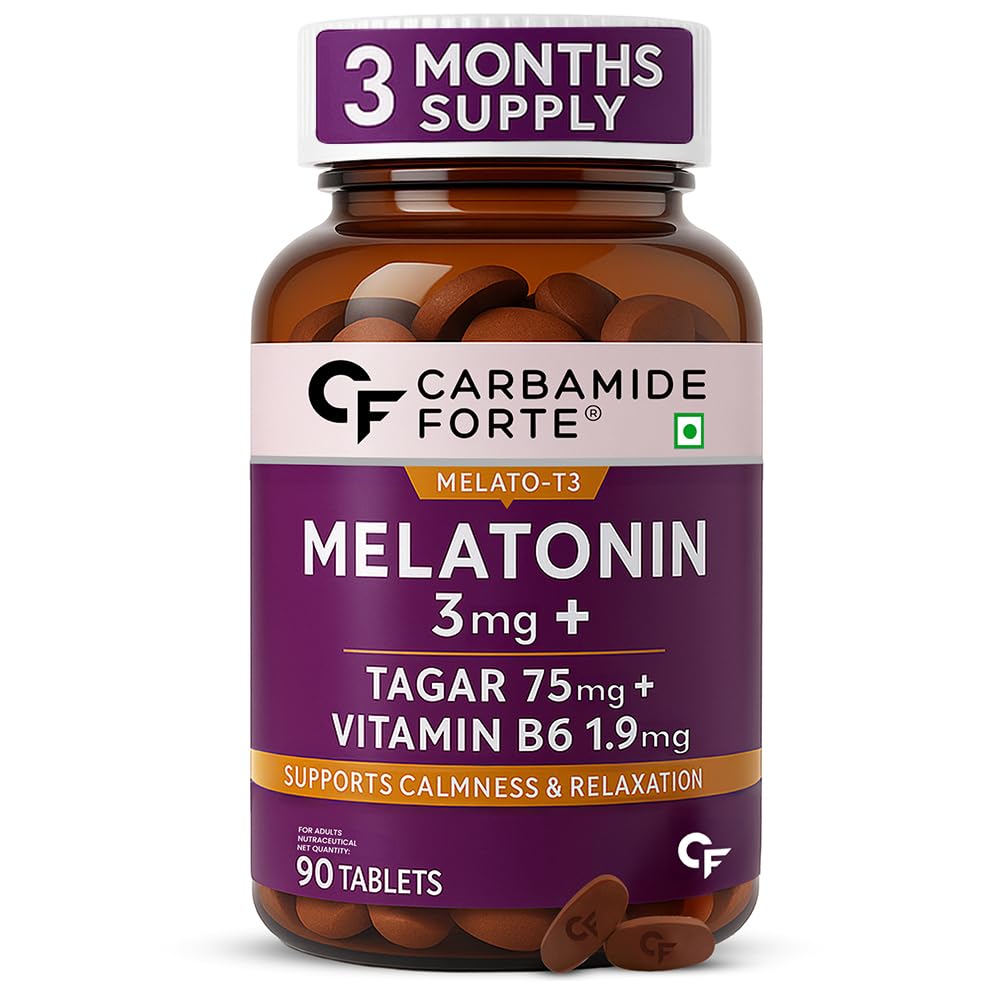 

Carbamide Forte Melatonin 3mg with Tagara 75mg Sleeping Aid Pills 90 Tablets for Better Sleep