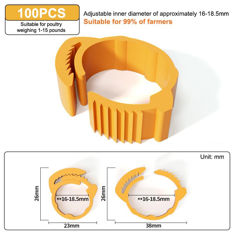 

100Pcs Adjustable Poultry Leg Rings 16-18.5mm Snap Ratchet Buckle No Number Clips For Chicken Duck Goose Pigeon S