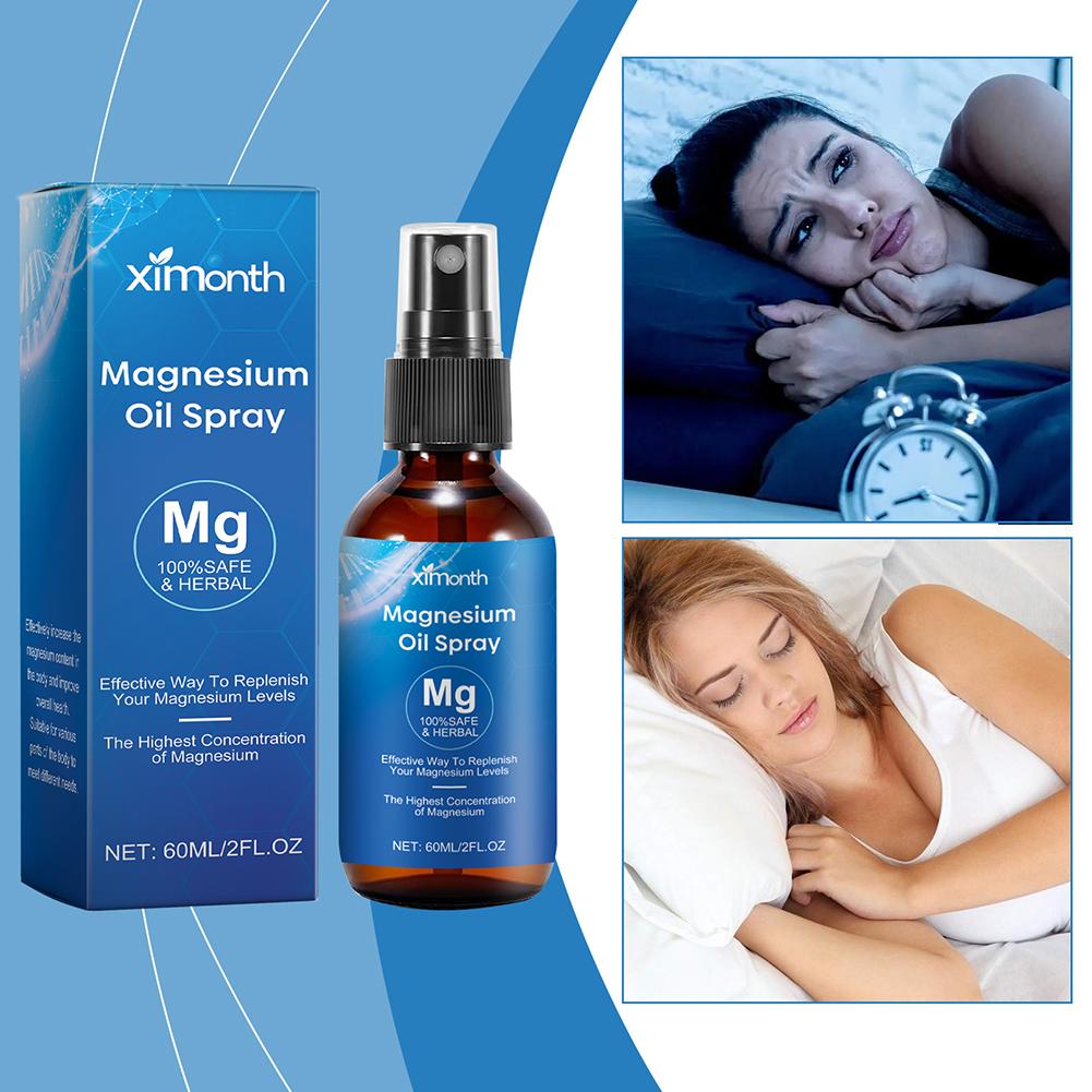 60ml 100% Pure Magnesium Oil Spray Non-GMO Relieve Muscle Body Pain Smoothes&Softens Skin For Better Sleep Quality