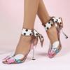 Fashion Sweet Pink Bow Decoration Brand Sandals Women Fashion Silk Strap Design High Heel Sandals Elegant Party Dress Shoe Zapatos Mujer