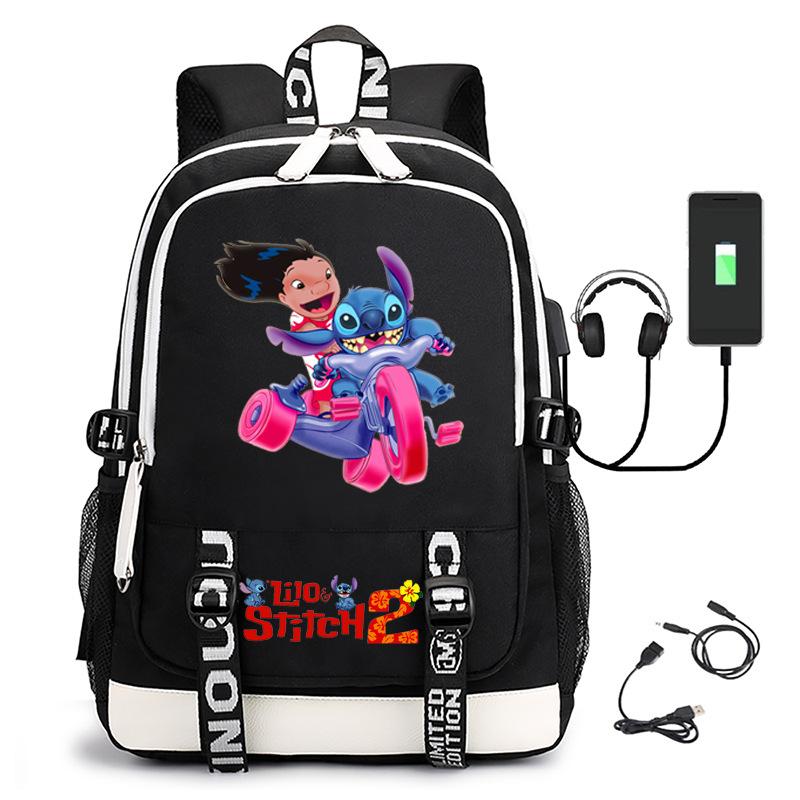 Large Capacity Backpack Printed Student USB School Bag