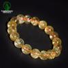 Brazilian Gold Silk Crystal Bracelet: Yellow Rutilated Quartz Beads for Men and Women