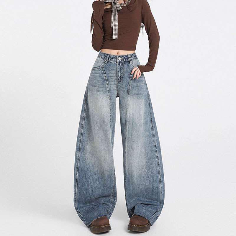 

Women s Plus Size High-Waisted Wide-Leg Jeans - 2026 Autumn Loose Slimming Floor-Length Design 3X Large