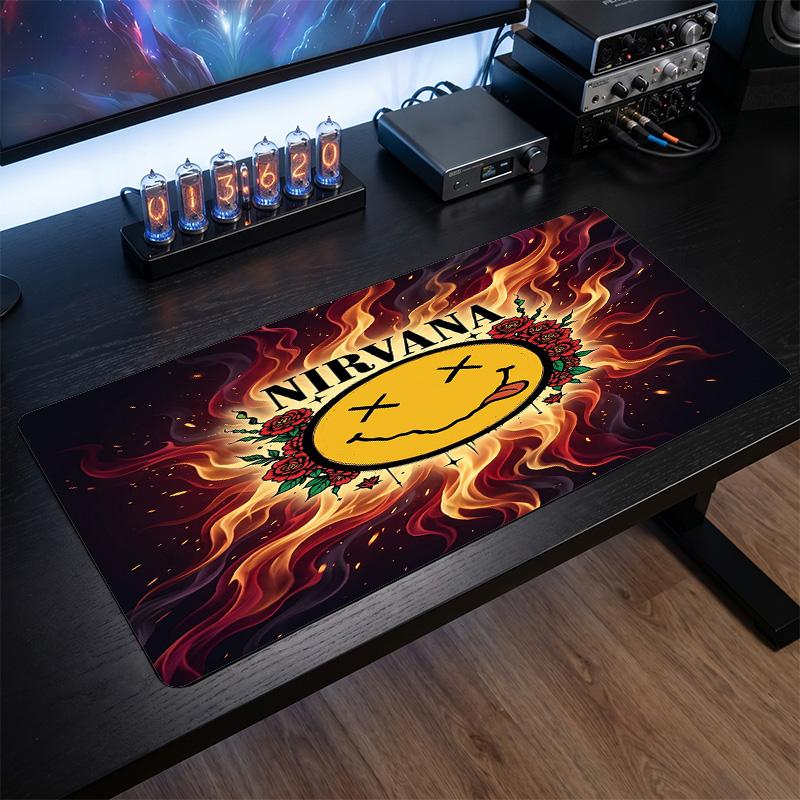 Nirvana Print Large Mouse Pad Smooth Surface Anti?Slip Desk Mat For Gaming Office Laptop Decoration