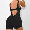 European & American Sexy Back Women's Yoga Jumpsuit Shorts