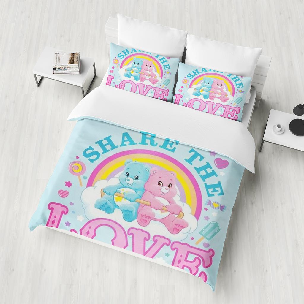 Carebears Care Bears Anime Home Bedroom Comforte Nordic Polyester Material Suitable for Children and Adults 3-piece Set
