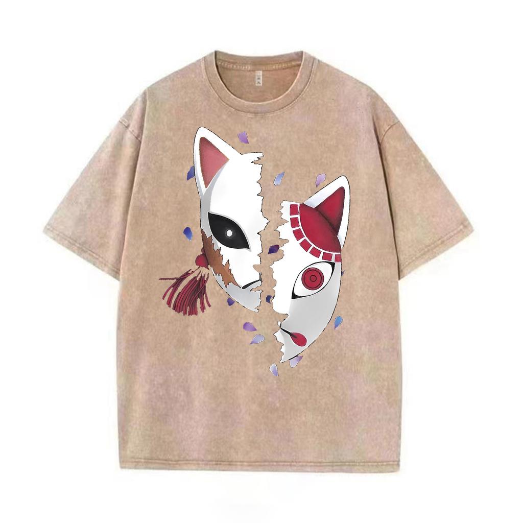 Sabito Tanjiro Demon Slayer Grafik T-Shirt Anime Vintage Harajuku Y2k Streetwear Gewaschene Bedruckte T-Shirts Herren Baumwolle Oberteile T-Shirts