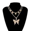 Rhinestone Bling Necklace Trendy Fashion Collars Necklace Butterfly Pendant  Necklace for Women