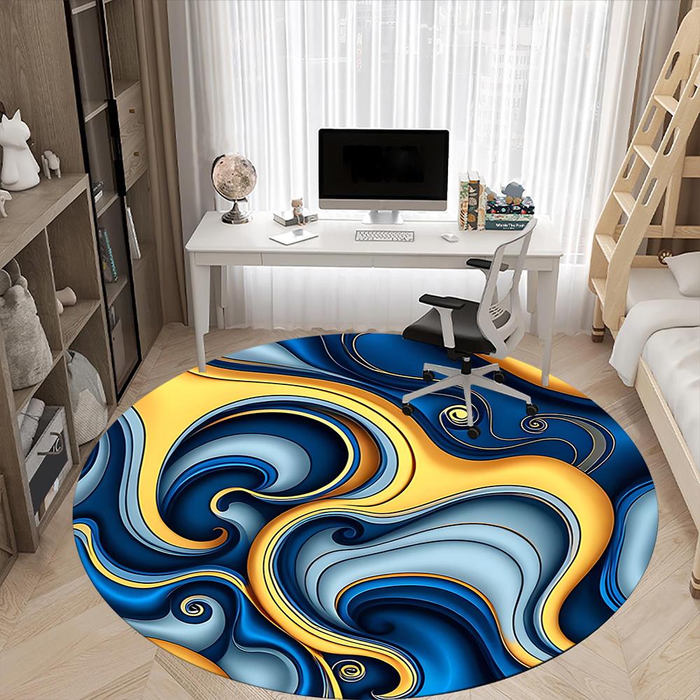 

1pc Abstract Swirls Carpet, Round Non Slip Durable Large Size Office Carpet, Suitable for Office 80cm