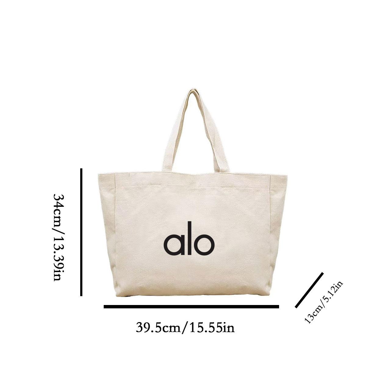 Große ALO Canvas-Tragetasche mit Buchstabenprint für Damen - Anpassbares Logo, Vielseitig für den lässigen Weg zur Arbeit und zum Tragen über der Schulter