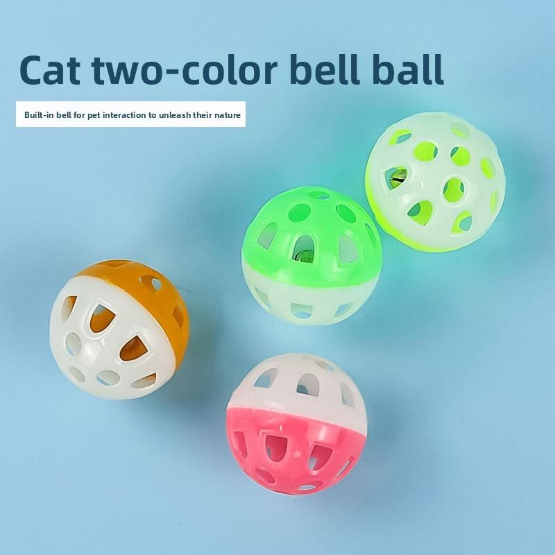 Bell Ball Toys for Puppy & Cat – Pounce Chase Rattle Balls with Bell, Interactive Pet Chew Toy for Indoor Play & Exercise