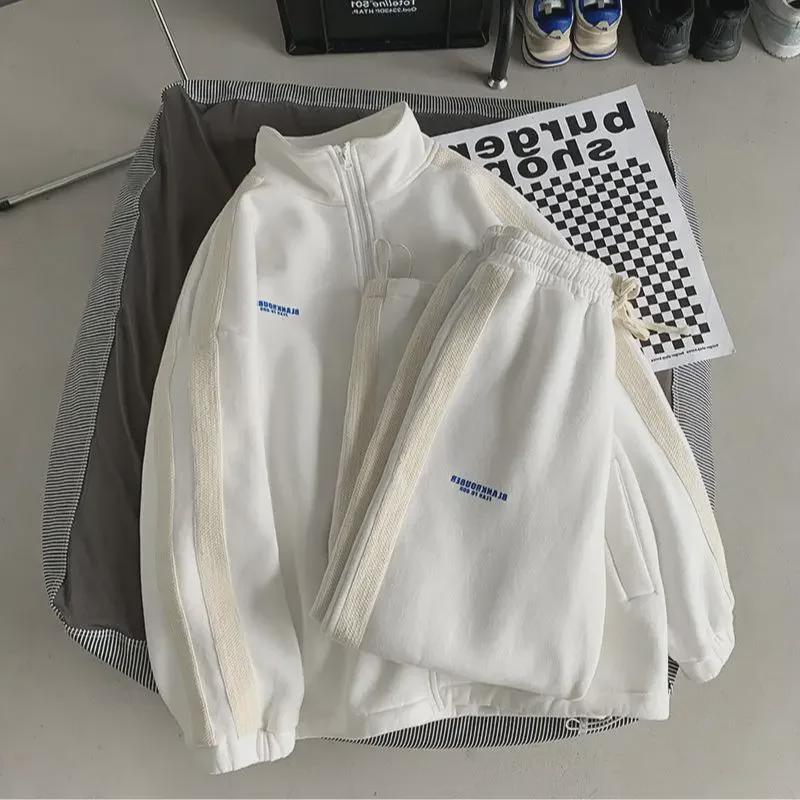 Completo Cardigan a Maglia Casual da Uomo Autunno 2024 - Tuta Sportiva Due Pezzi Stile Coreano Giovanile