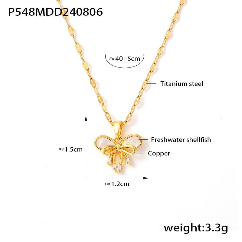 

Позолоченное ожерелье-подвеска в виде бантика с перламутром и несколькими цепочками для женщин