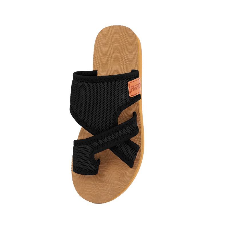 New European and American fashion breathable mesh round head slippers large size soft bottom beach women's slippers