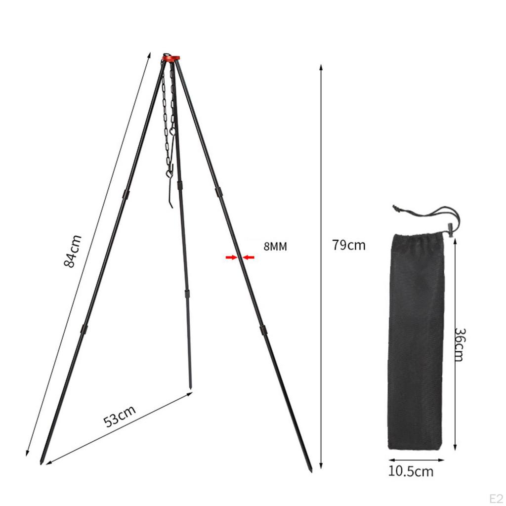Camping Tripod Campfire Cooking Mini Adjustable Grill Cooker Stand