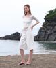 Noir For Woman Belted Bermuda Wide Denim Pants (White)
