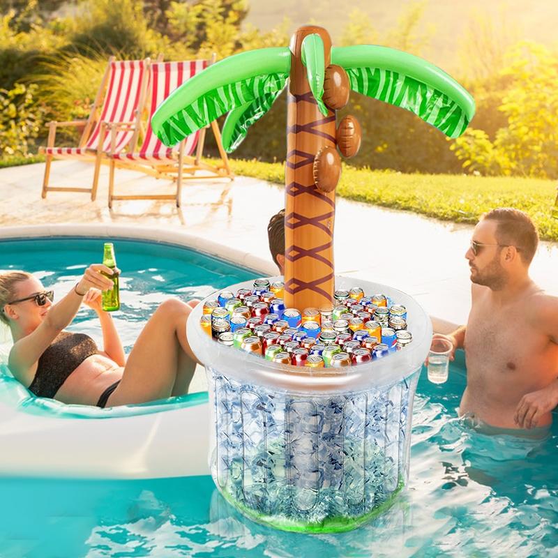 Inflatable Coconut Tree Drink Holder Hawaiian Summer Pool Birthday Party Decor Supplies Cooler Ice Bucket Blow Up Beverage Tray