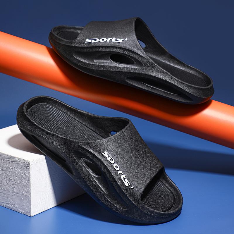 

Мужские летние нескользящие тапочки для верхней одежды, повседневные пляжные тапочки на плоской подошве, размеры 36-45 42-43(one size smaller) чёрный
