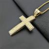 Iced Out CZ Large Big Cross Pendant With Chain Gold Color Stainless Steel Men Necklace Hip Hop Bling Bling Jewelry N1492