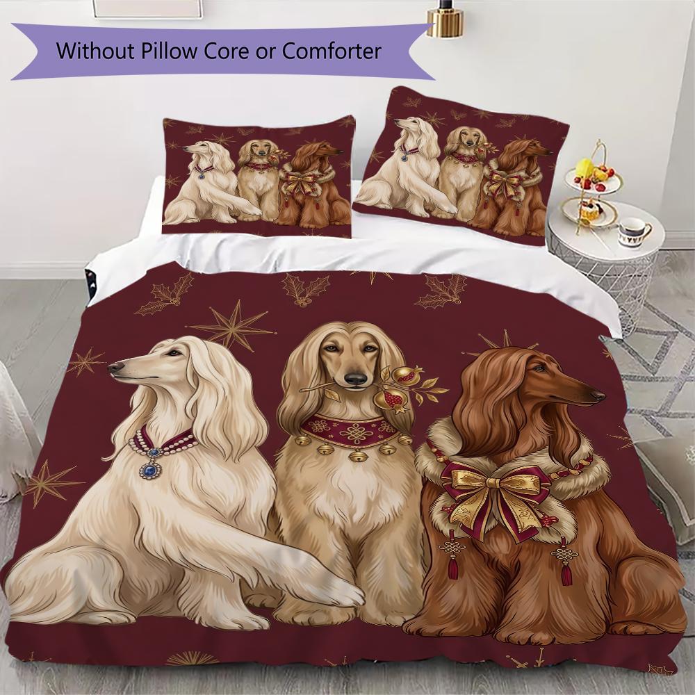 Royal Canine Fashion Pattern Bedding uilt Set uilt Cover Pillowcase Home Decoration Birthday Gift (1 * duvet cover + 2 * pillowcase without core)_XIA