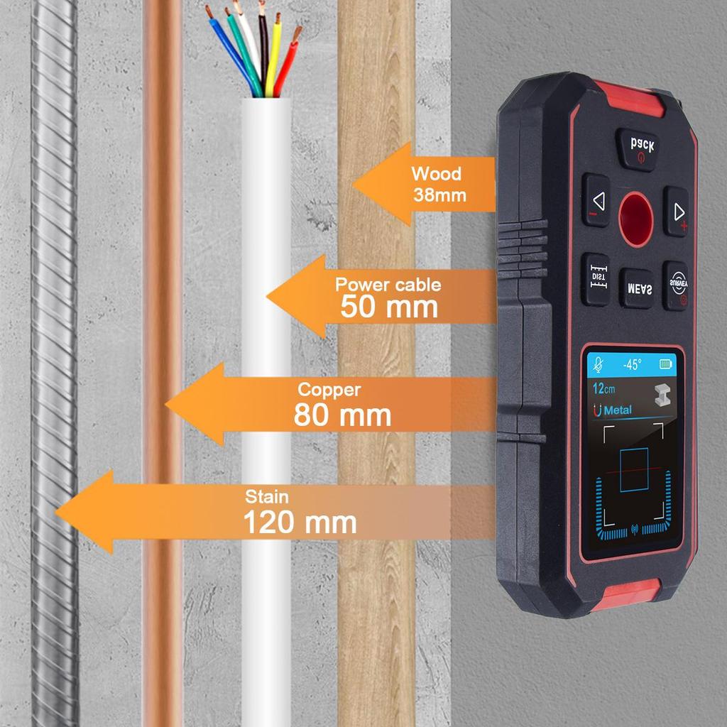 NOYAFA NF-518S Metal Detector Wall Scanner Digital Laser Rangefinder Wood AC Live Wires Copper Metal Tester