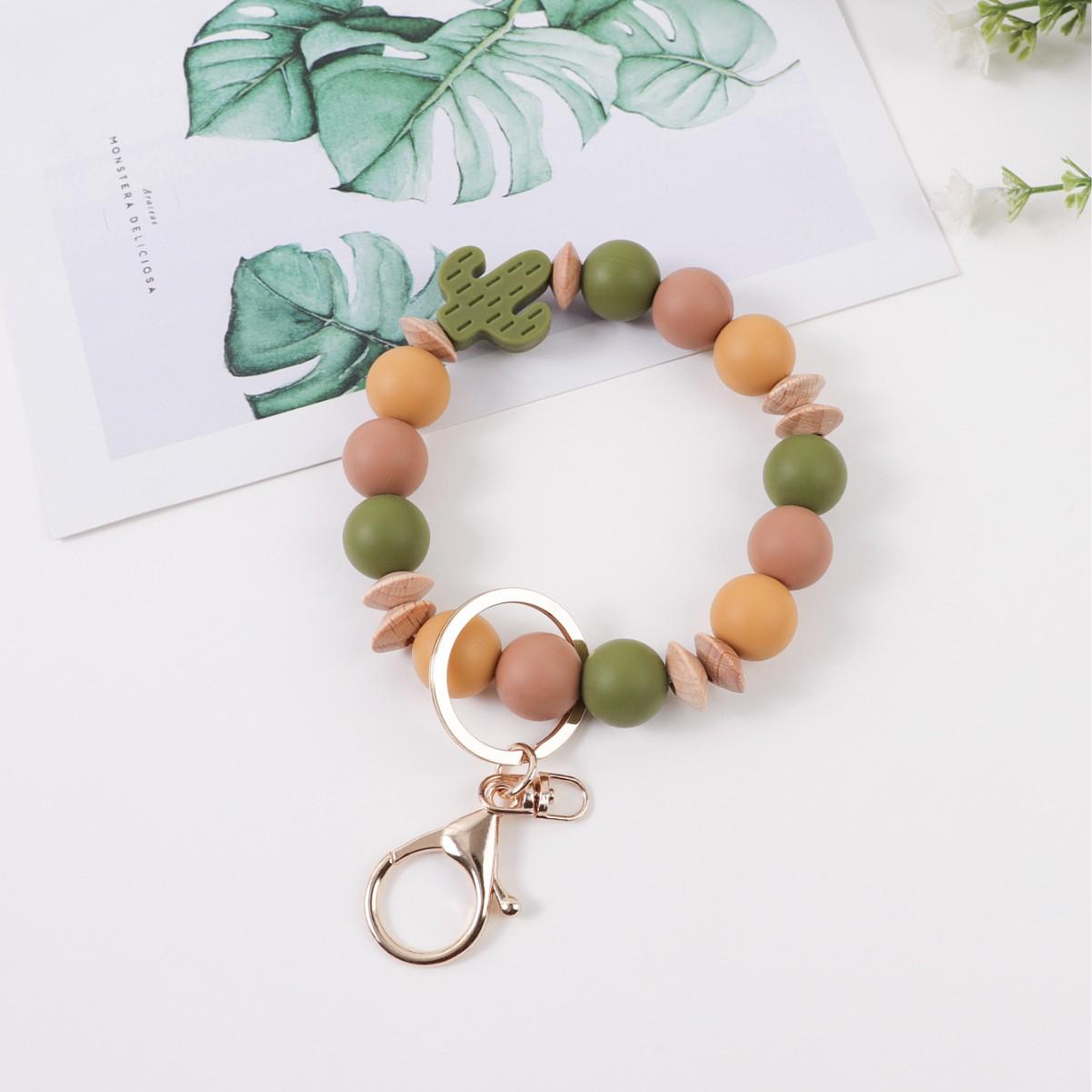 

Брелок-подвеска в западном стиле с силиконовыми бусинами в виде кактуса