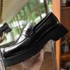 New trendy shoes big head platform leather casual leather shoes men's loafers men's shoes heightening shoes