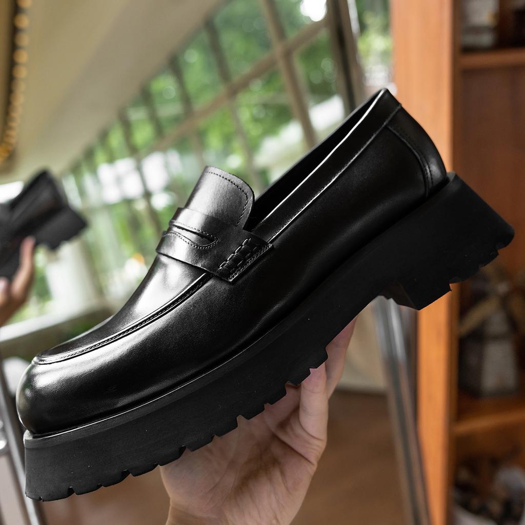 New trendy shoes big head platform leather casual leather shoes men's loafers men's shoes heightening shoes