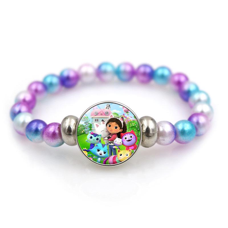 Cartoon Heart Necklace Cute Peach Heart Jewelry Sweater Decoration Chains Colorful Beaded Bracelet Kids Girls Gifts