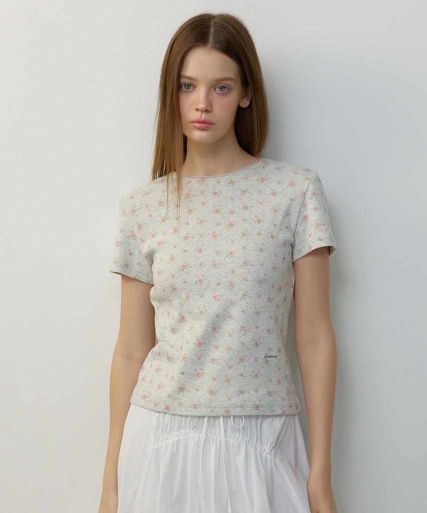 CITYBREEZE Glass Motif Print Short Sleeve T-Shirt_Melange Grey