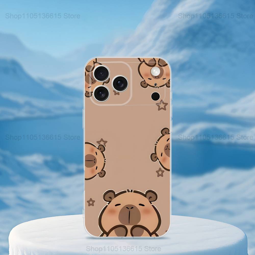 Capybara Painting Cartoon Phone Case For iPhone,14,13,XR,SE,12,15,Pro,Max,Plus,11,17,16,X,XS,Mini Transparent Soft Cover