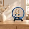 Meditation Figurine Sculpture Elegant Circular Frame Statue Sturdy Freestanding Tabletop