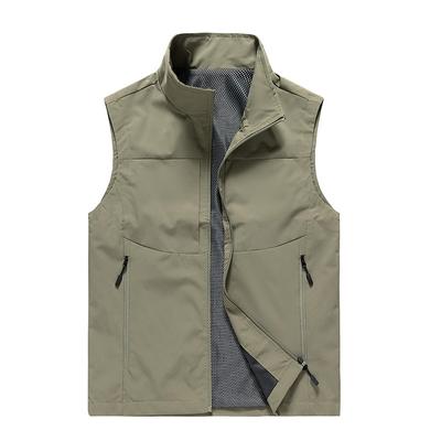 Vest Men's Spring and Autumn Sleeveless Workwear Multi-Pocket Loose Vest Jacket Thin Vest Casual Trendy Waistcoat
