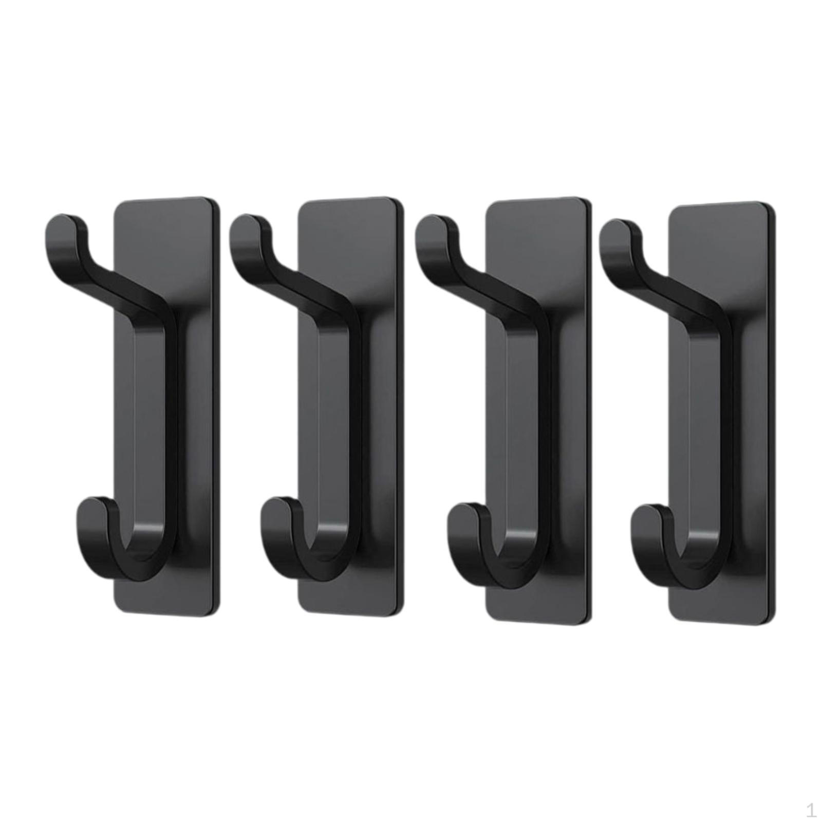 

4 Pack Over The Door Wall Hooks, Heavy Duty Key Hanger, Mounted Hooks for Clothes, Office, Black