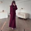 2025 Summer Long Sleeve Tie Waist Hijab Dress with Cape