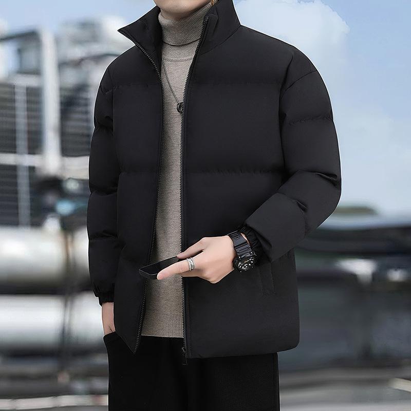 

2025 new winter cotton-padded jacket men s thickened warm cotton-padded clothing loose versatile stand-up collar warm cotton-padded jacket M чорний