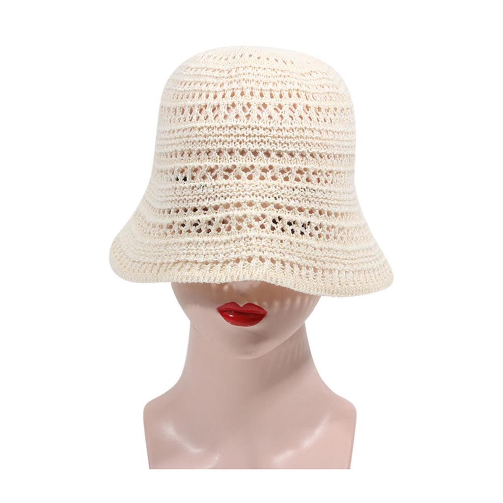 Summer Bucket Fisherman Hat Women Hollow Out Sun Cap Outdoor Casual Versatile Panama Hats Crochet Foldable Beach Caps
