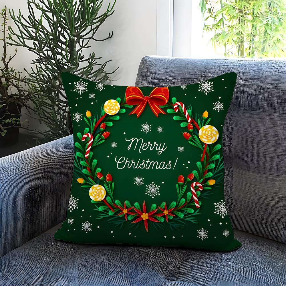 Merry Christmas Cushion Cover Comfortable Reversible Pillow Cover Ideal For Car Sofa Bedroom & Beyond