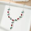 Resoul Gold Plated Crystal Pendant Tulip Necklace Flower Y Bohemian Wedding Necklace Fashion Jewelry