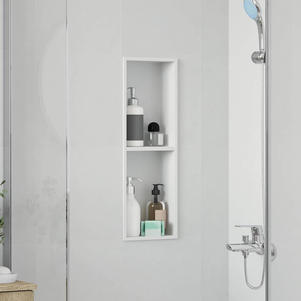 Shower Niche Shelf White 60 x 20 x 9.5 cm Stainless Steel
