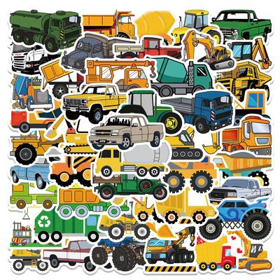 50 Cartoon-LKW-Bauwagen Graffiti-Aufkleber Dekoratives Koffer-Notizbuch Wasserdichte Kinder-Spielzeug-Aufkleber