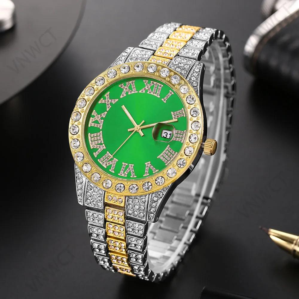 Luxury Men Watches Diamond Golden Watch Ladies Wrist Watch Rhinestone Hip-hop Diamond Bracelet Watch male Clock Relogio Feminino