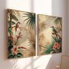 2 Frameless Retro Plant Bird Posters,Tropical Flower Plant Prints,Retro Decoration,Exotic Flower Decoration,living Room Decor