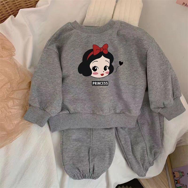 

Комплекты одежды для мальчиков и девочек на осень, одежда для маленьких девочек, детская спортивная толстовка с медведем, штаны, комплект из 2 предметов, наряды 130cm серый